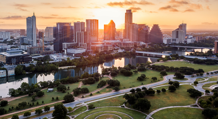 USA Texas Austin Panorama Abenddämmerung Foto Travel Texas.jpg