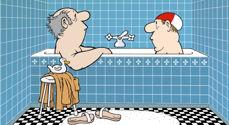 Loriot Herren im Bad Foto Studio Loriot