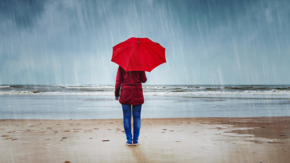 Wetter Regen Schirm Strand See