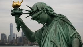 USA New York Liberty mit hängendem Kopf