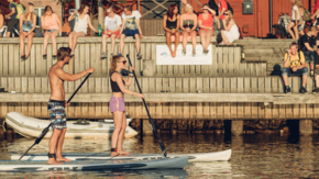 Stand up paddling in city of oulu Finnland